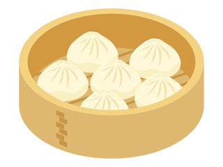 せいろに入っている小籠包　Xiaolongbao vector illustration