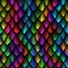 Seamless Texture Of Dragon Scales, Reptile Skin, 3d Illustration