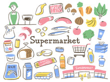 Illustration Of Food In Supermarket