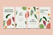 story template design set with watercolor vegetable