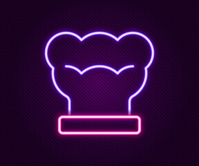 Sticker - Glowing neon line Chef hat icon isolated on black background. Cooking symbol. Cooks hat. Colorful outline concept. Vector