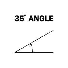 35 Degree Angle. Geometric Mathematical Angle With Arrow Vector Icon Isolated On White Background. Educational Learning Materials.