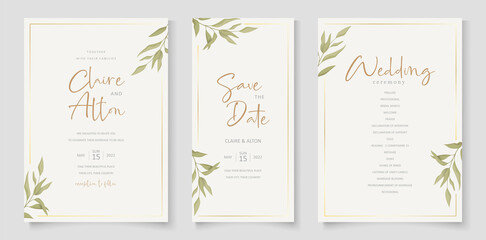 Sticker - Elegant wedding card template with eucalyptus leaf ornament