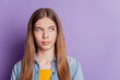 © Tetiana - Close up photo of serious interested girl think look up empty space