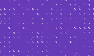 Poster - Seamless background pattern of evenly spaced white videoconference symbols of different sizes and opacity. Vector illustration on deep purple background with stars