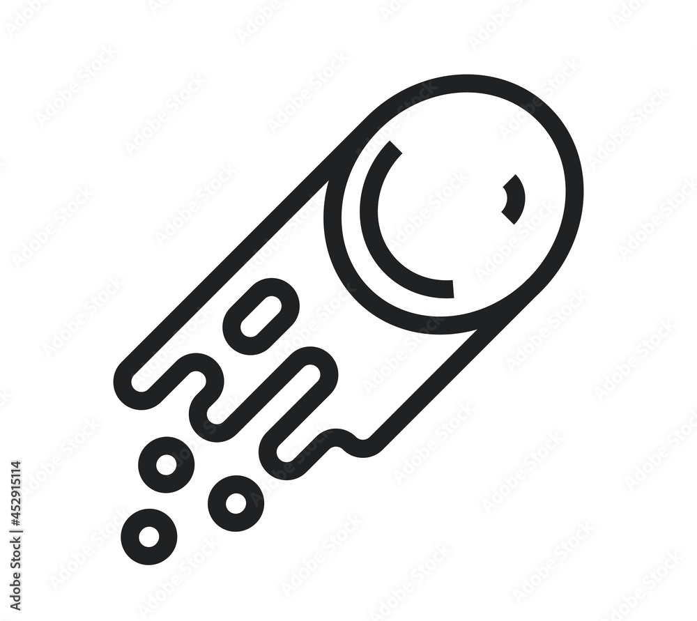 Black outline asteroid icon isolated on white transparent background ...