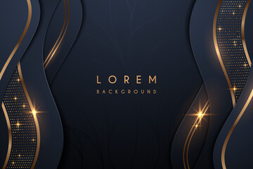 Abstract blue and gold luxury shapes background