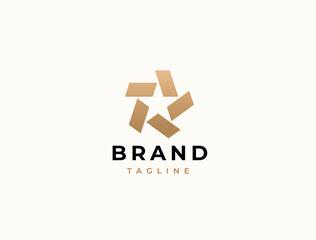 abstract star logo template. five arrows business logotype. victory, leadership, money, team, succes