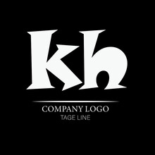 Letter K, H And KH Vintage  Logo Icon, Simple Black,White,Sky Color Logo On Black Background. Classy Letter Logo Icon.style Letter Logo Design,
