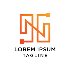 Fototapete - Initial N Technology Logo Design Vector