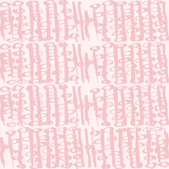 Poster - Simple vector geometric abstract seamless pattern. Monochrome pink and white minimalist repeat. Small elements in rows. Graphic texture for fabric, apparel, wallpaper.