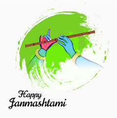 Wall Mural - Vector illustration of a Background  for indian festival of Happy Janmashtami Celebration.