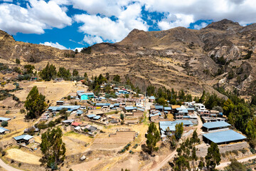 Wall Mural - Aerial view of a village in the Peruvian Andes