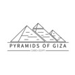 Egyptian pyramids. Minimalistic line art of the Giza pyramid. Pyramid logo. Vector illustration. Isolated on white background.