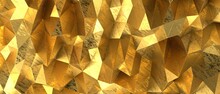 Gold Abstract Mosaic Background, Gold Polygon Background, Abstract Background