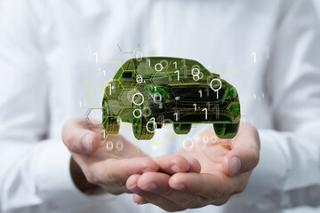 Poster - Wireframe rendering of autonomous electric car