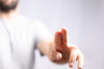 Poster - Hand pushing on a touch screen..