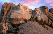 Mount Rushmore morning as the sun begins to light up the mountain.
