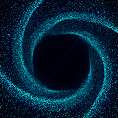 Poster - Abstract fractal lighting tunnel. 3d rendering. Swirling blue symbol. Optical illusion. Twisted wormhole. 3D wireframe abstract tunnel.