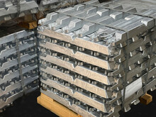 Aluminum Ingots Stacked On A Pallet, Raw Material, Aluminum Alloy Ready To Be Processed
