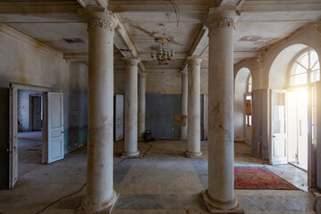 Sticker - Old abandoned forgotten historical mansion, inside view