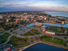 Aerial View Of Pensacola Florida During Sunset