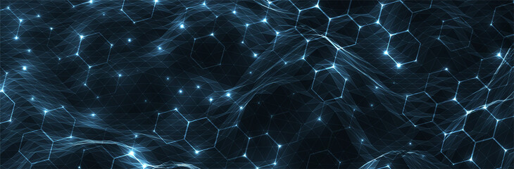 Aufkleber - Futuristic Hexagon background. Blue Hexagonal pattern. Modern vector illustration