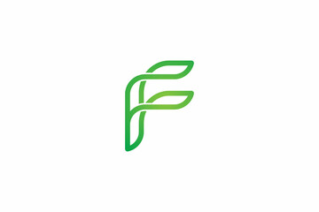 letter F leaf nature logo, green freshness design vector graphic