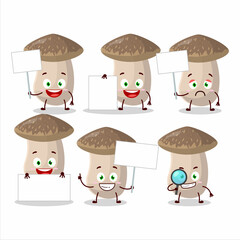 Wall Mural - Shiitake cartoon in character bring information board