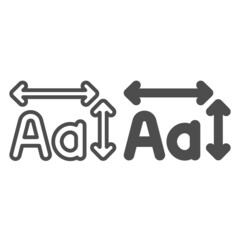 Poster - Upper and lower case letters, arrows, text layout line and solid icon, computing concept, type vector sign on white background, outline style icon for mobile concept and web design. Vector graphics.