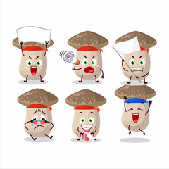 Wall Mural - Mascot design style of shiitake character as an attractive supporter