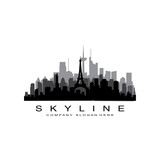Fototapeta Las - City Skyline,Skyscraper for Urban Real Estate Building Logo Design Vector