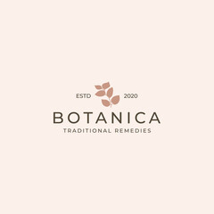Wall Mural - Botanica logo with leaves retro vintage hipster vector template