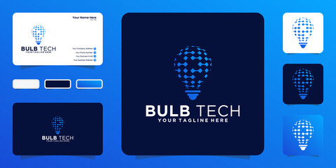 Poster - technology digital light bulb logo design inspiration and business card