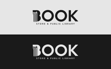 Poster - Abstract Minimalist Book Logo Design with Negative Space Concept. Logotype Vector Illustration.