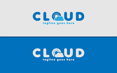 Poster - Abstract Logotype with Cloud Concept. Modern Minimalist Logo Design.