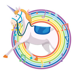 Sticker - Unicorn in rainbow round frame