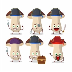 Canvas Print - Cartoon character of porcini with various pirates emoticons