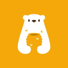Wall Mural - polar bear honey hive bee negative space logo vector icon illustration