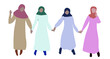 Afghan women hold hands. Active lifestyle.