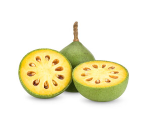 bael fruits or wood apple fruit (Aegle marmelos) on a white background