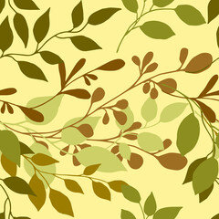  Abstract prints with plant leaves.  Vector illustration.