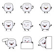 cute marshmallow cartoon. with happy facial expressions and different poses