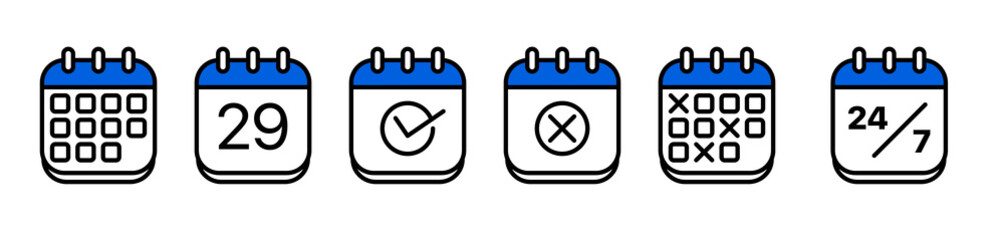 Poster - Calendar Thin Line Icon. Minimal Vector Illustration. Included Simple Outline Icons as Schedule, Reminder, Appointment, Planner, Event Time. Editable Stroke