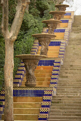 Wall Mural - View of steps with mosaic decorations and fountains