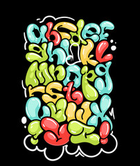 Canvas Print - Color bubble graffiti style alphabet composition 