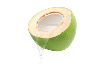 Wall Mural - Pouring coconut juice isolated on white background.