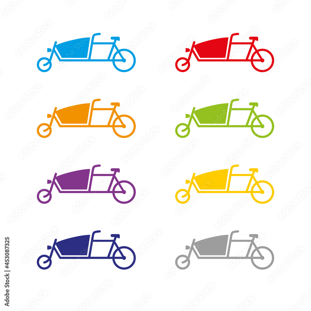 Lastenfahrräder in verschiedenen Farben - icon Vektor Illustration ...