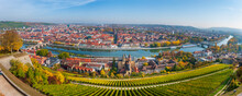 Panorama View To City Wurzburg And Main River In Germany
