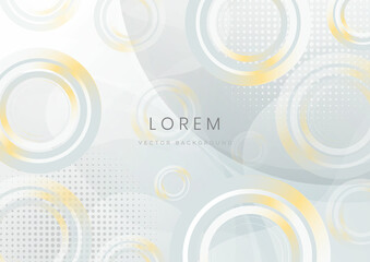 Abstract modern white and grey circle overlap background.